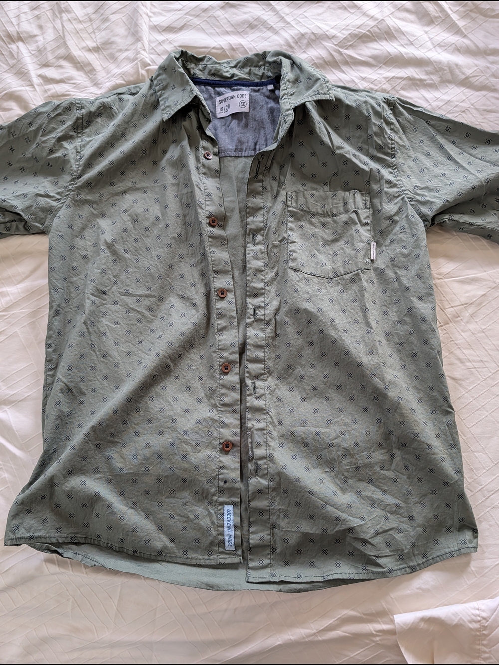 Sovereign Code Olive Green Short Sleeve Button-Down Shirt